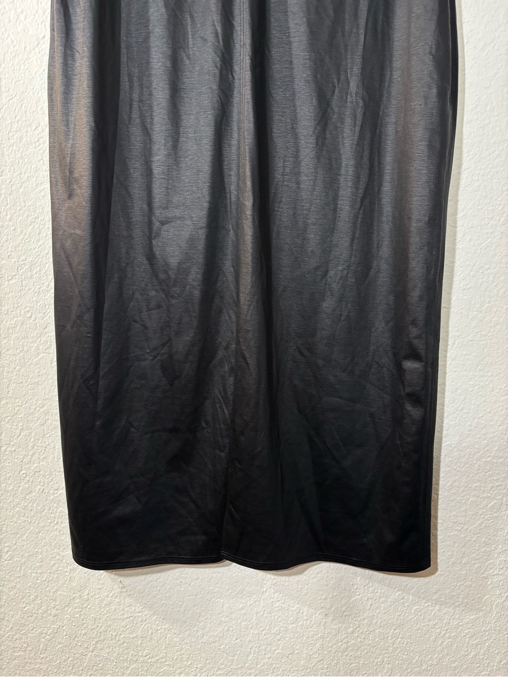 Helmut Lang Glossy Black Sleeveless Midi Dress Faux Leather Look Size Large - Picture 6 of 16